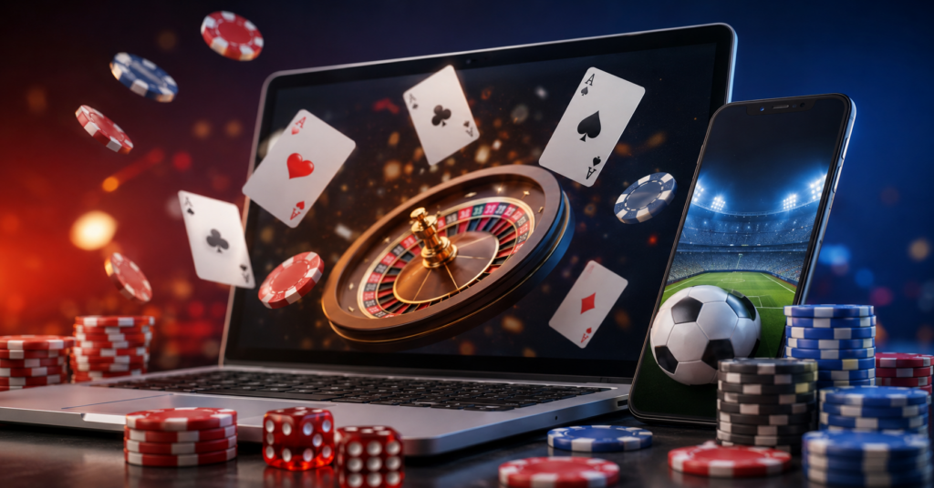 FOMO7 review featuring online casino games, sports betting, roulette, cards, and gaming on mobile and desktop devices